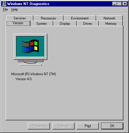 Windows NT diagnostics